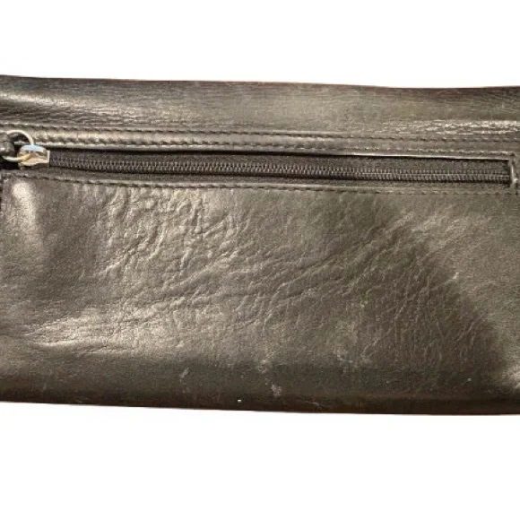 Coach Black Leather Trifold Wallet Checkbook Style - Picture 2 of 5